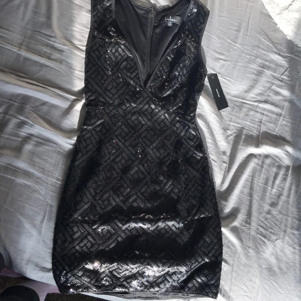 Lulus black sequin dress